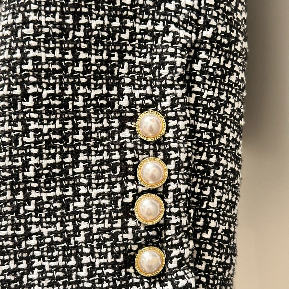 Nanette Lepore Black and White Textured Blazer - Picture 2 of 5